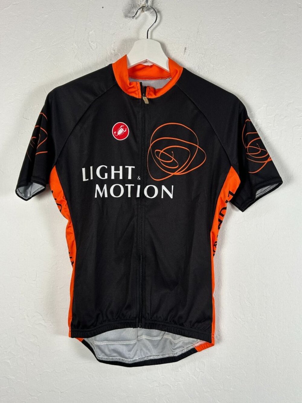Castelli Men’s Short Sleeve Cycling Jersey Large Black Orange Light & Motion New